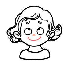 Hopeful Girl – Black and White Line Art Illustration