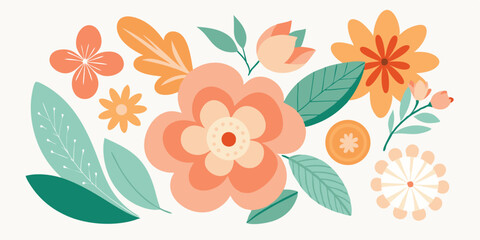 Beautiful floral arrangement illustration featuring blossoms leaves and delicate details for summer vacation design projects