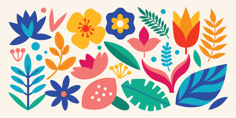 Colorful floral arrangement illustration suitable for design projects with transparency featuring vibrant flowers and foliage ideal for summer vacation illustration set