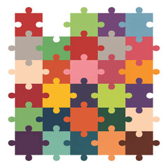 colorful jigsaw puzzle pieces pattern for creative designs, educational materials, backgrounds, collaboration concept