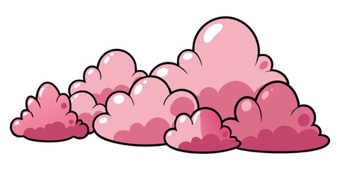 Playful pink cloud cartoon illustration set with transparent background design perfect for your summer vacation posters and creative projects.