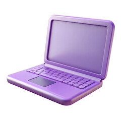 3d render of a purple laptop isolated on transparent background