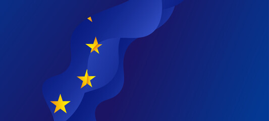 EU Europe Union flag gradient background, banner, wallpaper for text. Europe patriotic template golden stars and blue field	