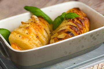 Home food - potatoes with crust and lard