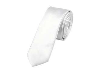 White satin necktie isolated on a white background png ai generated
