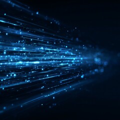 Fast-moving lights streak across a dark blue background. This design, perfect for a banner, shows a futuristic, high-tech feel