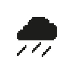 Cloud With Rain Pixel Art Icon. Weather Forecast, Rainy Day, And Precipitation Symbol. Meteorological Conditions. Isolated Vector Illustration