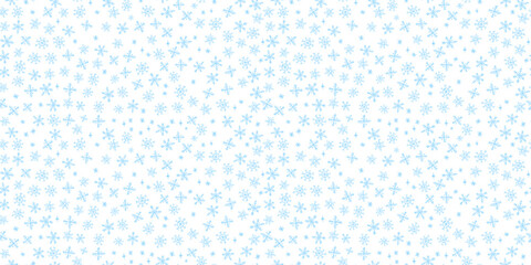 Seamless pattern of quirky Xmas blue snowflakes in wax crayon or charcoal squiggle style. Perfect vector illustration for Christmas kindergarten blackboard backgrounds, textiles, and wrapping.
