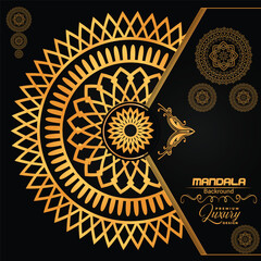 Premium Luxurious Golden Mandala Design | Royal Blue Background Art