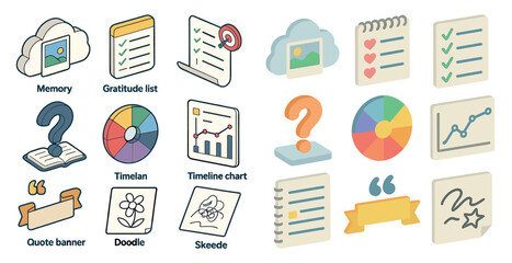 Planning and organization 3d icons set – task, management, memory tools