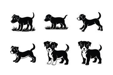 dog silhouette different style design bundle