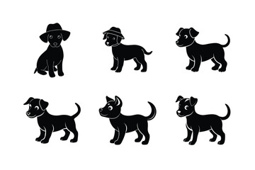dog silhouette different style design bundle