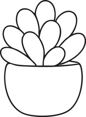 Minimalist Succulent Plant Illustration A Simple Black and White Outline Drawing in a Pot Isolated on White