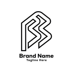 bb letter initial outline logo design