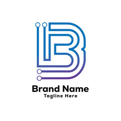 b letter creative tech logo design
