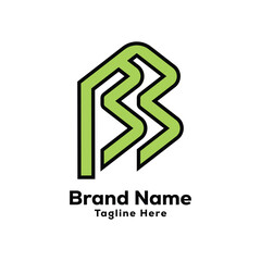 bb letter initial green color creative logo design