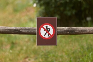 No entry sign along a nature walking path