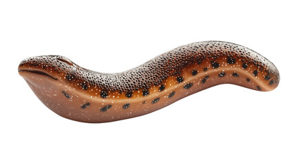 Isolated macro closeup of a brown caterpillar on a white background