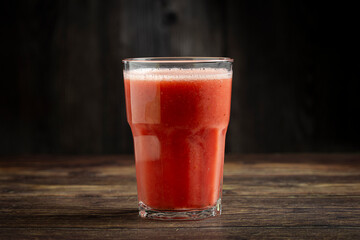 Delicious fresh watermelon juice in glass cup.