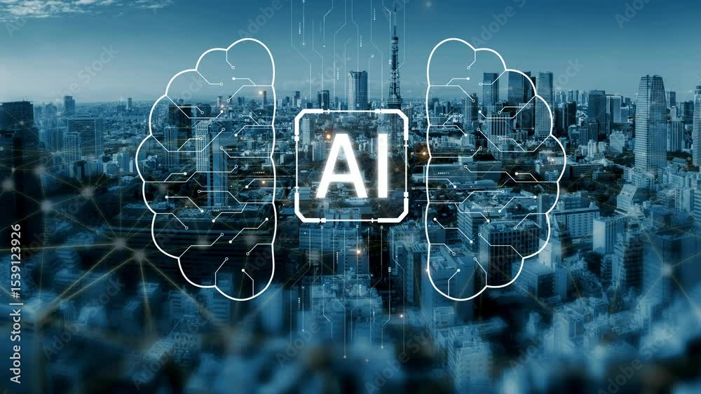Poster ai assistant brain processor with llm technology, big data, machine learning, generative ai for busi