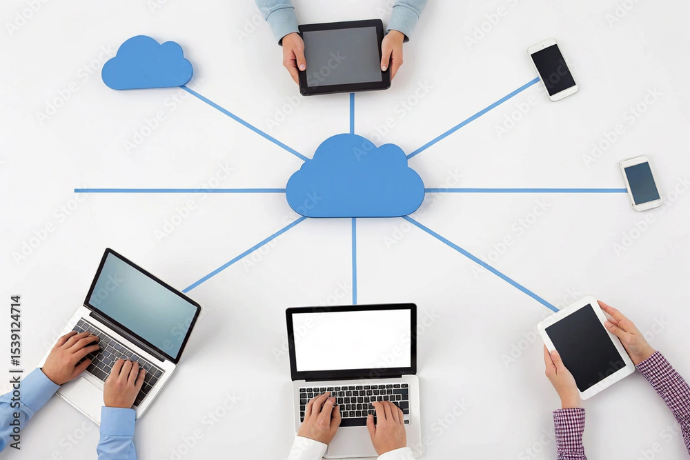 Poster global network connection cloud computing and digital devices