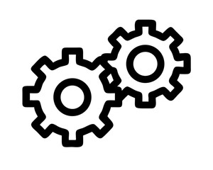 Fototapeta premium Two Gears Icon Vector - Mechanical Settings Symbol & Configuration Concept