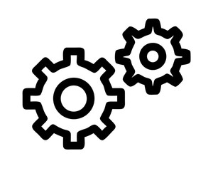 Fototapeta premium Two Gears Icon Vector - Mechanical Settings Symbol & Configuration Concept