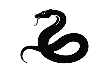 Fototapeta premium Silhouette of a snake slithering across the ground vector illustration.