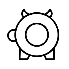 Fototapeta premium Devilish Piggy Bank Icon Line Art Illustration