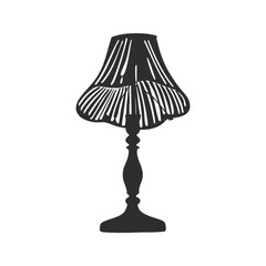 Vintage Table Lamp Silhouette Illustration. Classic Home Decor And Lighting Design. Isolated Vector Illustration