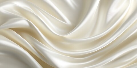 Obraz premium A close up of elegant cream colored silk fabric with soft folds and delicate light reflections