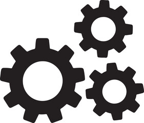 Interlocking Gears Symbolizing Teamwork Mechanical Processes and Precision A Black and White Illustration Representing Technology and Industrial Progress