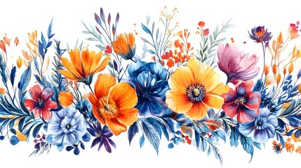 Obraz premium Vibrant Colorful Floral Bouquet Bloom Backdrop Romantic Vintage Botanical