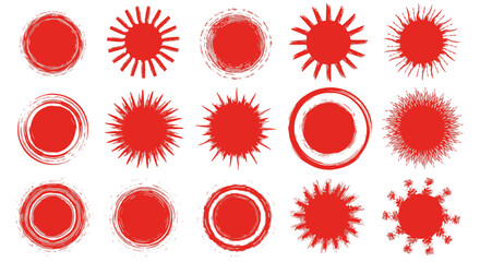 Red Sunburst and Circle Design Elements Vector Graphics Collection