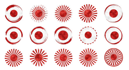 Japanese Flag Sun Design Elements  High-Resolution Vector Graphics for Design Projects