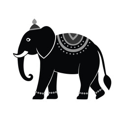 Elephant Decorated For Parade Silhouette