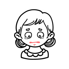 Sad Girl – Black and White Line Art Illustration