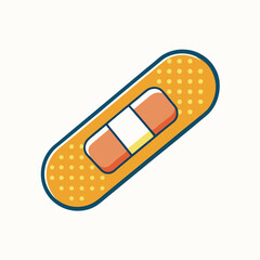 Cartoon illustration of an adhesive bandage or plaster against a White background