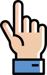 Obraz premium Cartoon hand pointing upwards simple icon