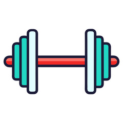 A colorful cartoon dumbbell on a White background, fitness and strength