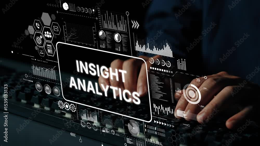 Poster hands typing on keyboard in dark environment for data analysis and research insights. asymptotic sma