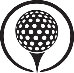 A powerful silhouette of a golfer in action, striking a golf club against a dynamic halftone background.