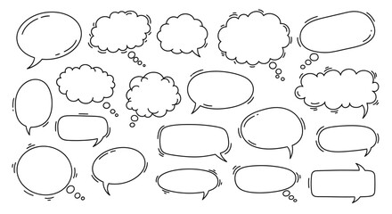 Fototapeta premium Hand-Drawn Speech Bubbles Collection of Outline Speech Balloons for Design Projects