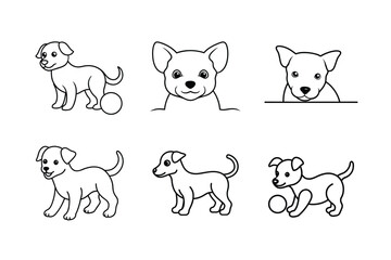Dog different style line art design bundle