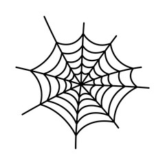 Spider web icon. Black outline linear silhouette. Editable strokes. Front view. Vector simple flat graphic illustration. Isolated object on white background. Isolate.