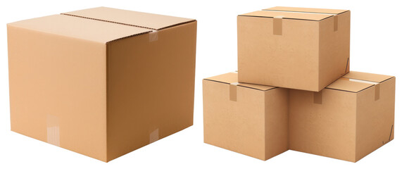 PNG Cardboard boxes for shipping, element set on transparent background