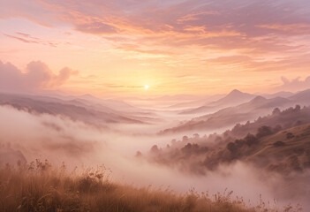 Obraz premium Misty Mountain Landscape