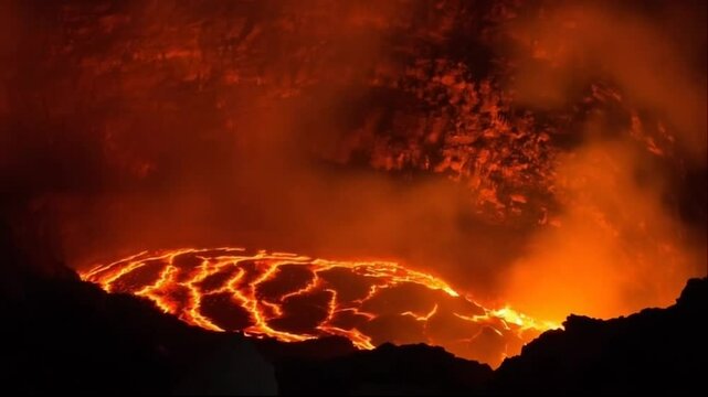 Erta Ale volcano Danakil Depression Ethiopia, eruption.