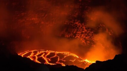 Erta Ale volcano Danakil Depression Ethiopia, eruption.