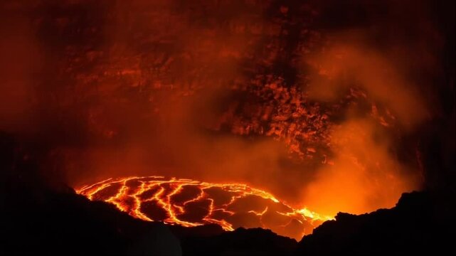Erta Ale volcano Danakil Depression Ethiopia, eruption.